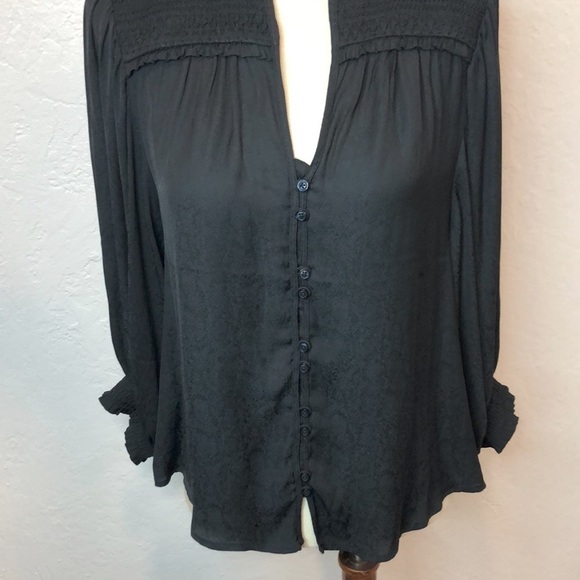 By Anthropologie Black Polyester Button Down Blouse Size S - Picture 4 of 7